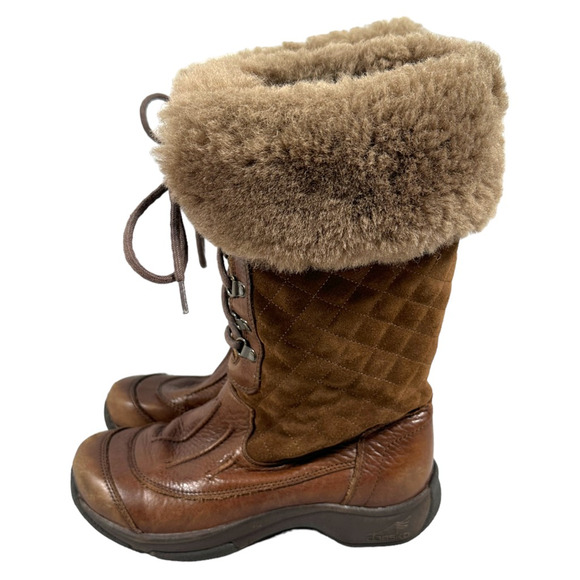 Dansko Kassidy Winter Boots Womens 5.5 6 EUR 36 Brown Leather Lace Up Fur - Picture 3 of 8